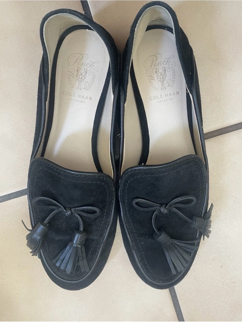 Cole Haan Black Suede Tassel Loafers